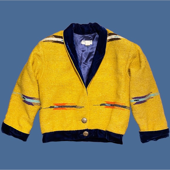 80’s/90’s vintage native american blanket jacket by gerard - Picture 2 of 5